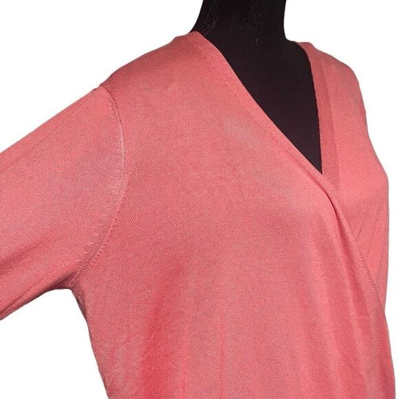 Lety & Me Salmon Pink Long Sleeve Surplice Wrap Top - Picture 2 of 6